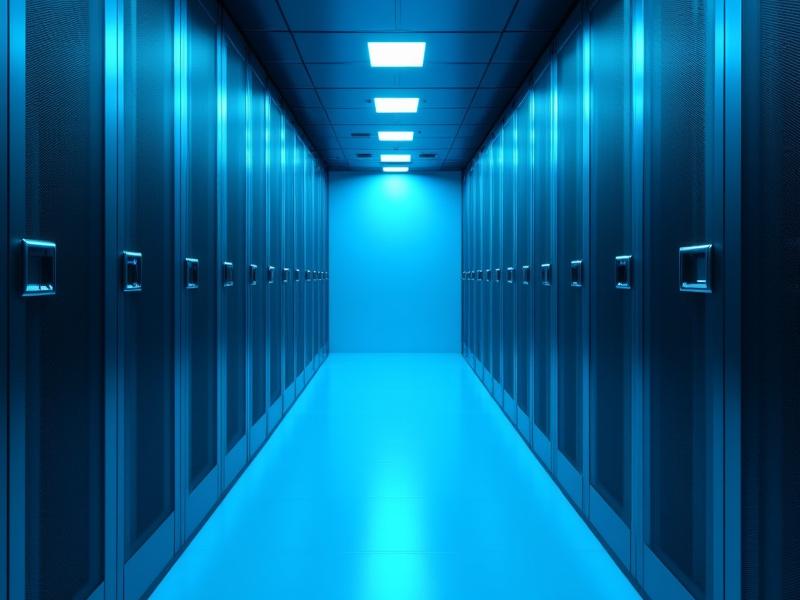 Modern server room hallway